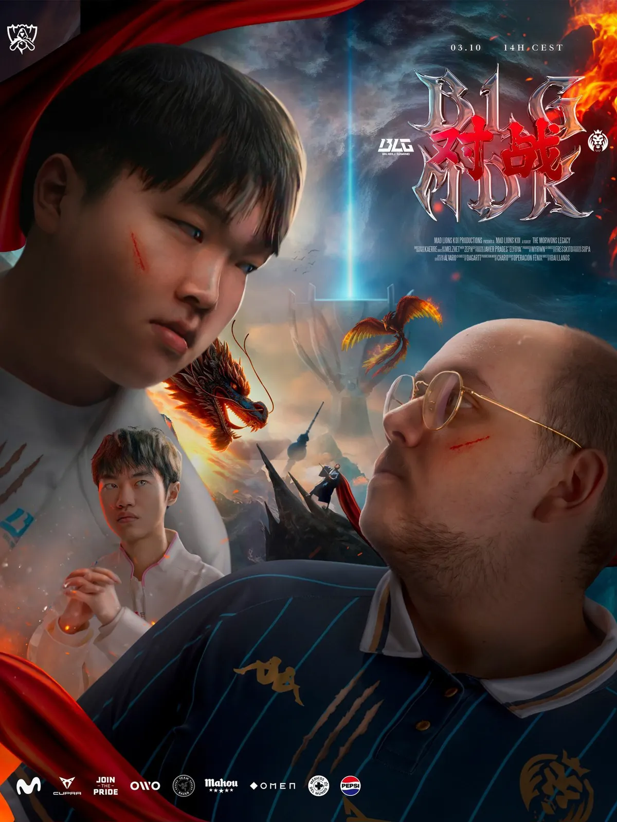 Movistar KOI vs Bilibili Gaming — Worlds 2024 Promotional Poster